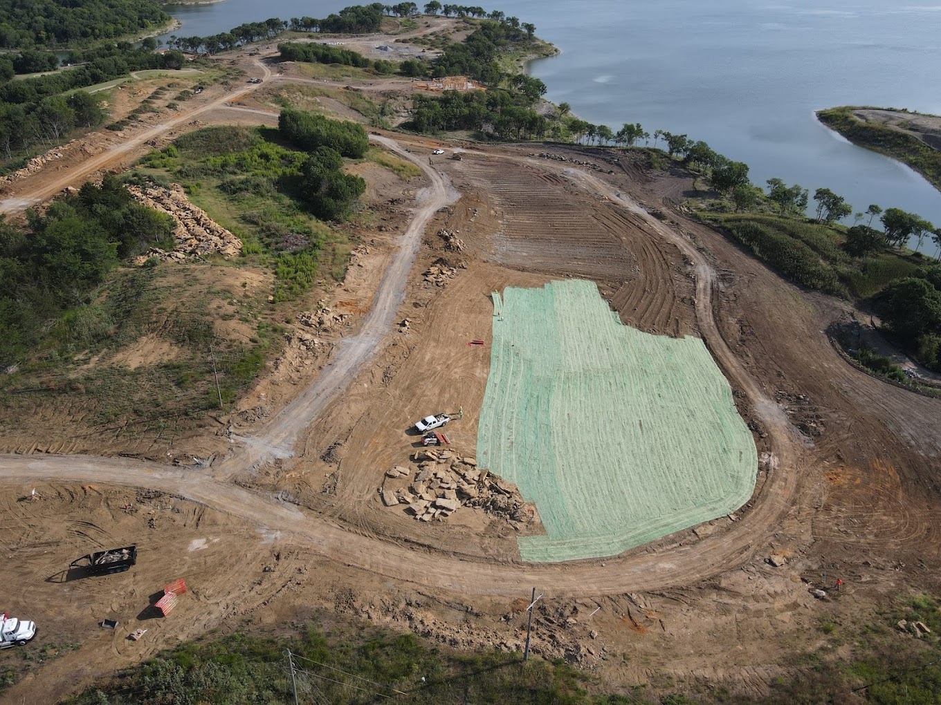 Overhead view of quick Maintenance and Emergency Cleanup due to erosion